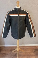 Vintage Whispering Smith Biker Jacket Size L With White And Orange Accents