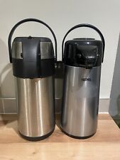 2 X THERMOS PUMP FLASK HOT WATER DISPENSER 1.9 L SILVER REDUCED MISSING PART