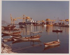 Vintage 1950s Harbor Scene