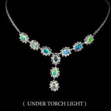 Silver Necklace Opal Tanzanite