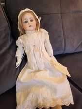 Antique Bisque Head Doll Henrich Hardwerck  Kid Leather Body. Stunning