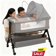 4 in 1 Travel Cot Convertible Foldable Baby Bedside Sleeper Changer W/ Mattress