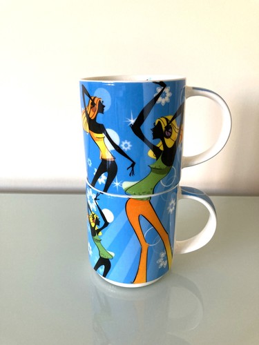Pair stacking ceramic mugs - stacking,