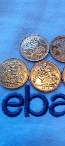 Half gold sovereign - half, (x5)