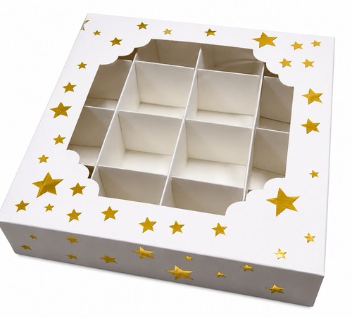 Grid boxes white gold stars - grid,