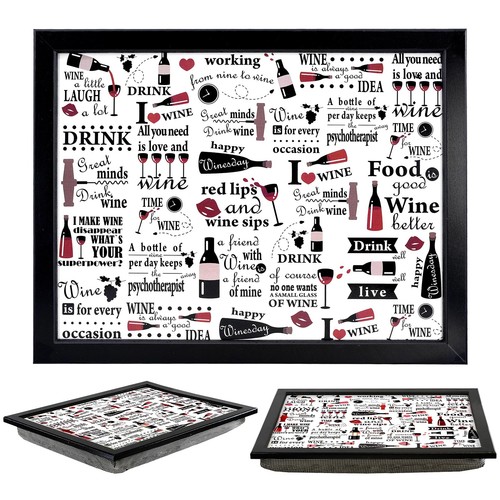 Wine wooden padded lap tray - wooden,