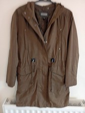 Mng Mango Size M Pit To Pit 21" Coat Brown Removable Lining Hood Pockets Draw Wa