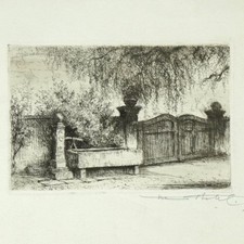 Hans Kohl Etching 1984 Brünnchen in Heppenheim P.Z