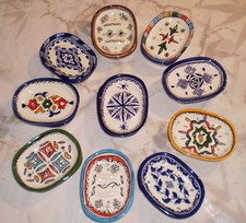 HAND PAINTED CERAMIC  MULTI COLOUR 2 PIECE SOAP DISH * FES POTTERY