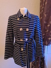 Debenhams Petite Collection Ladies Mac Jacket Navy Stripe UK 14/16