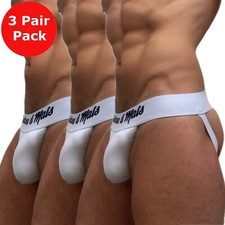 Mens Jockstrap Sexy Underwear Jock Strap Briefs Soft Cotton Stretch 3 Pair Pack
