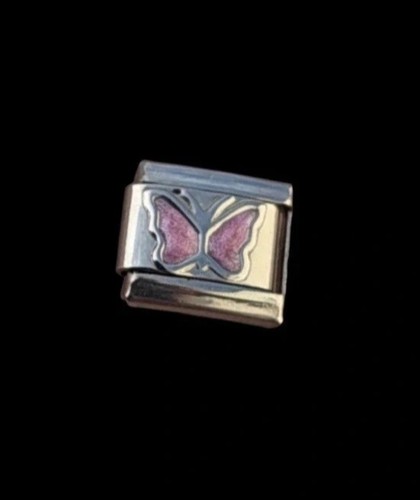New silver pink blue butterfly - new,