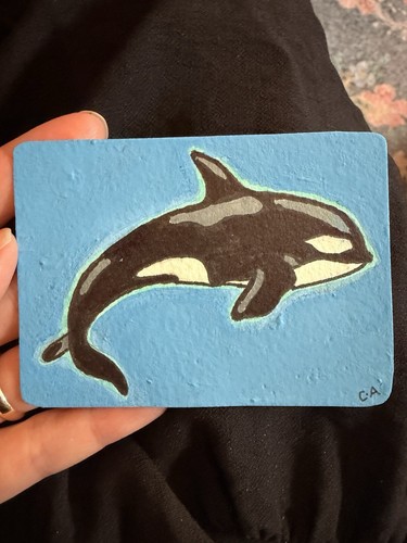 Aceo original whale - aceo,
