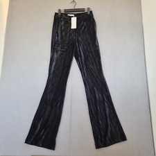 Zara Reserved Black Velvet Effect Wide Leg Women Size XS Extra Long Leg