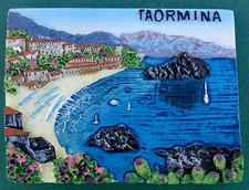 Souvenir Fridge Magnet Taormina Beach And Rocks Sicily Italy