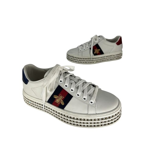 Gucci ace web platform crystal - gucci,