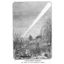 AUSTRALIA Comet Seen at Van Diemen's Land - Antique Print 1844