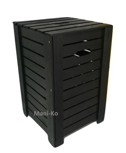 Wooden black basket - black, clothes