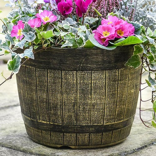 Whiskey barrel garden - t&m,