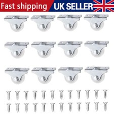12PCS Fixed Castor Wheels for Furniture Cabinet Small Casters Non-Swivel 25mm -