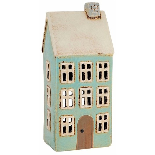 Village pottery tall pale - tall, blue