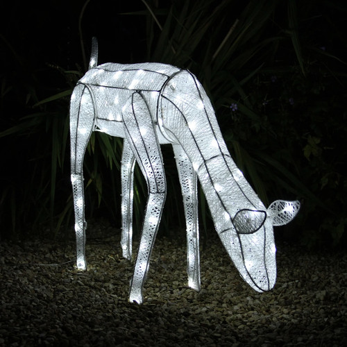 Large white led reindeer - white, stag