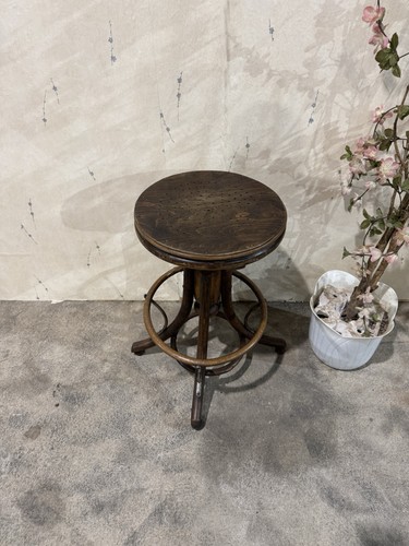Antique oak swivel stool - antique,