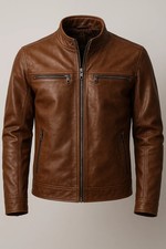 Men's Brown Biker Leather