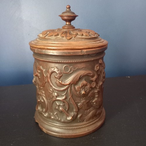 Ornate old tobacco jar - old, with