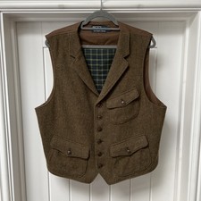 Polo Ralph Lauren Waistcoat Men's XL Brown Green Shooting Hunting Outdoors Vest