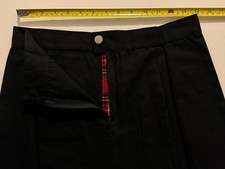 Black Mini Pleated Skirt with Red Tartan Plaid Accents & Patch - 100% COTTON