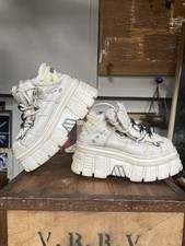 NEW ROCK SHOES Metallic Black Leather platform shoes Chunky shoe Punk Retro