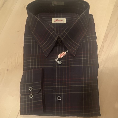 Brioni men blue plaid cotton - brioni,