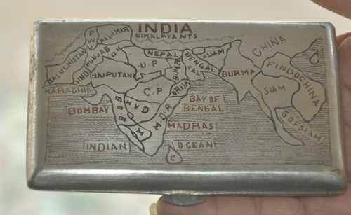Vintage brass india - brass, map