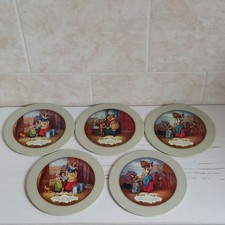 Vintage Cries Of London Placemat X5 Metal Tin Corck Back Round D 20cm WEAR