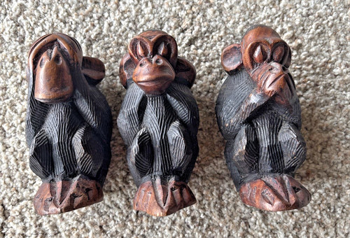 Vintage handcarved wood three - vintage,