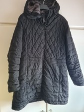 Regatta Quilted hooded black parka Jacket Size 16