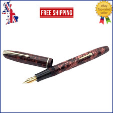 VINTAGE CONWAY STEWART 75 FOUNTAIN PEN IN ROSE MARBLE SPRINGY 14K GOLD FINE NIB