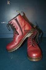 Vtg Dr Martens Oxblood leather Airwair sole 8 eye hole boots with zip size 5