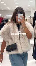ZARA ECRU FAUX FUR OPEN FRONT