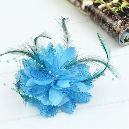 Flower feather fascinator hair - fascinator,