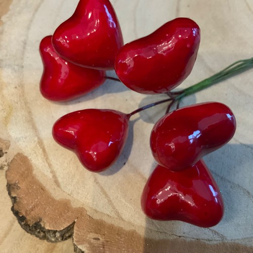 Mini red heart picks wires - on,