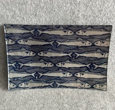 Silver Blue Curved Glass Fish Dish Plate