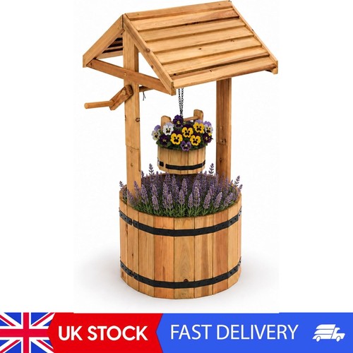 Garden wooden wishing well - wooden,
