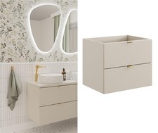 Bathroom Vanity Unit 600mm Wall Cabinet Floating 2 Drawer Cashmere Beige Dalia