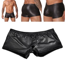 Mens Black Wetlook Spandex