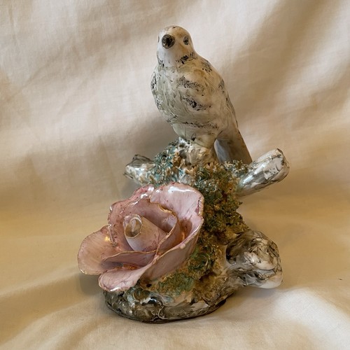 Italian ceramic bird with rose - italian,