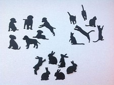 Small Cat, Dog and Rabbit Die Cut Shapes - Assorted colours in packs of 24