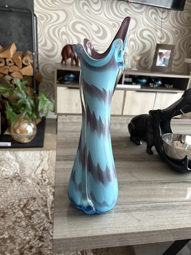 Vintage teal purple glass - , vase