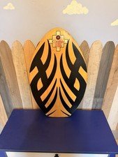 Vintage Tribal Surf Skim Boards Black Flames Design Wooden Board 30"